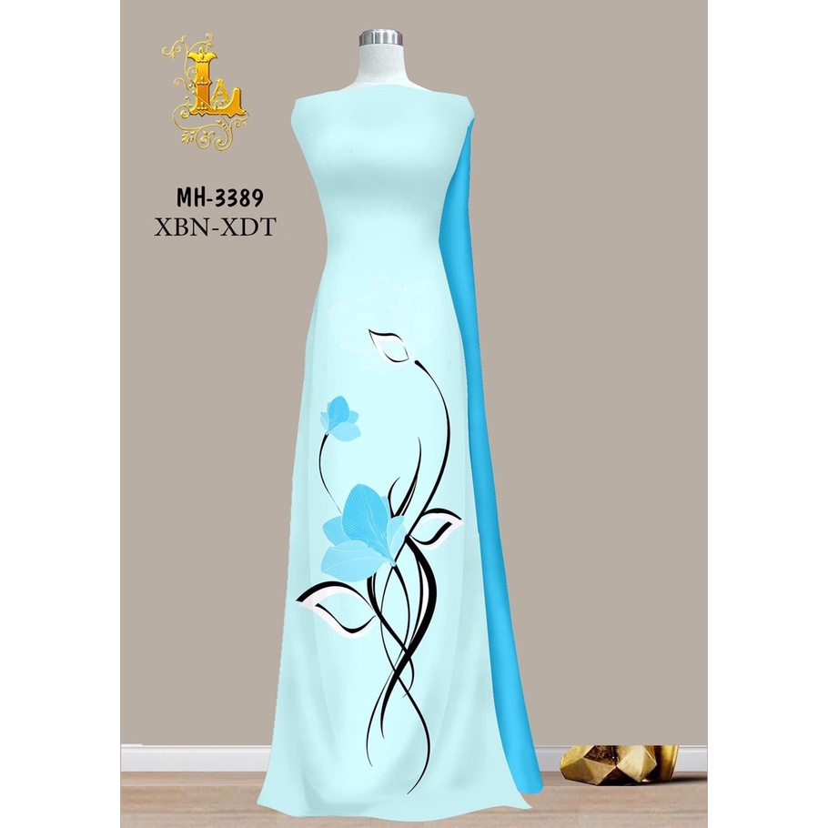Vải may áo dài in 3d cao cấp họa tiết lập thể sang trọng (cả bộ vải )
