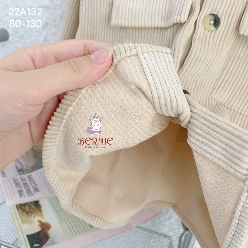 Áo sơ mi  Bernie nhung túi ngực cho bé từ 9-22kg-22A132