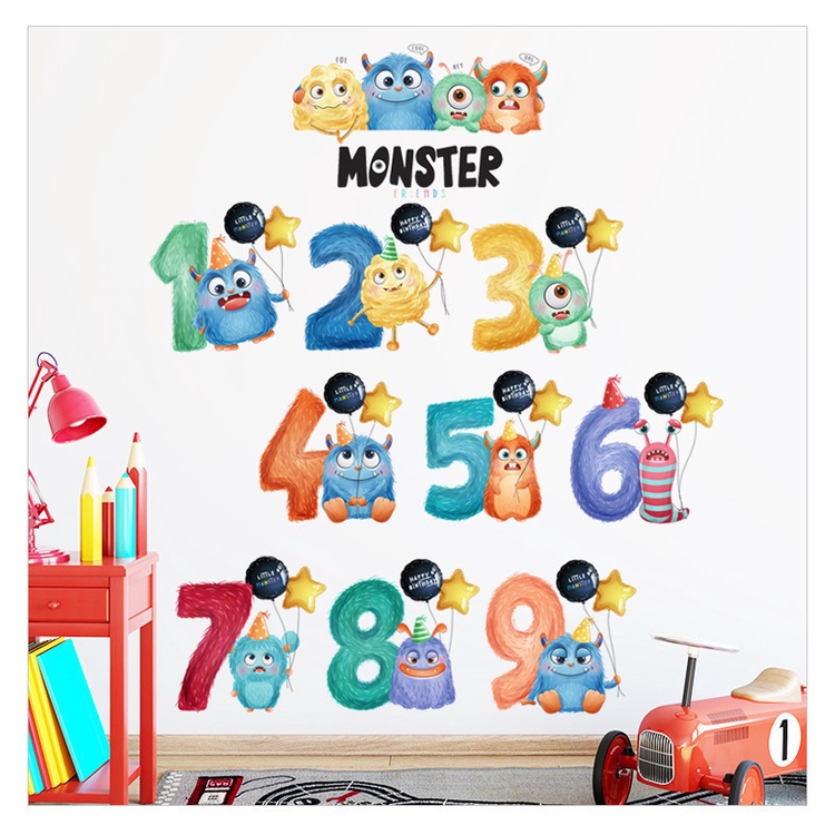 Decal Dán Tường Cho Bé Chữ Số Dễ Thương Vừa Học Vừa Chơi