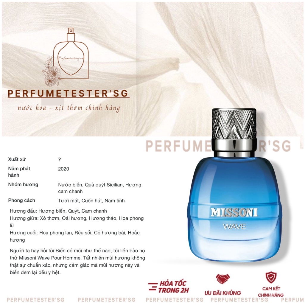 Nước hoa Nam   Missoni Wave EDT  Tươi mát và trẻ trung -𝒑𝒆𝒓𝒇𝒖𝒎𝒆𝒕𝒆𝒔𝒕𝒆𝒓