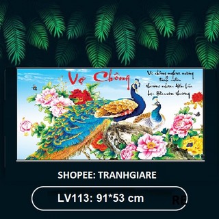 Tranh đính đá phu thê viên mãn, tranh đính đá đôi công lv113