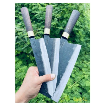 Bộ dao 3 món, Bộ dao làm bằng thép nhíp ô tô cao cấp  Nhíp Khâu Đồng - Dao Thép Nhíp Khâu 100%