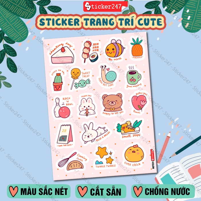 Sticker Cute  𝑭𝒓𝒆𝒆𝒔𝒉𝒊𝒑 Sticker Dễ Thương Dán Size Nhỏ Dán Điện Thoại , Ipad, Bình Nước - Chống Nước - Cao Cấp - Giá Rẻ