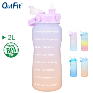 QuiFit Bình uống nước có nắp lật và ống hút không chứa BPA phong cách thể thao dung t