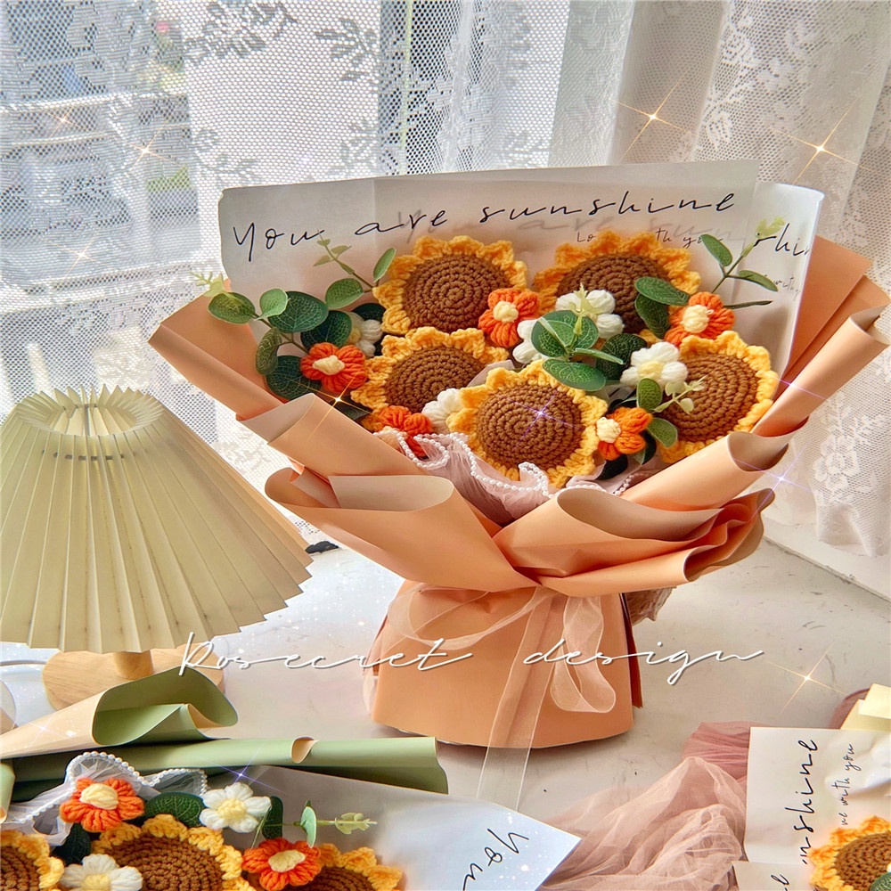 Hoa Hướng Dương Giả Đan Móc Thủ Công Phong Cách Bắc Âu Làm Quà Tặng Valentine
