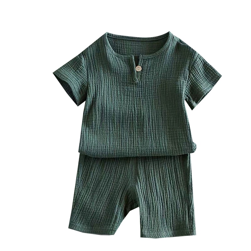 Bộ Áo Sơ Mi Tay Ngắn Phối Quần Short Vải Cotton Thân Thiện Với Da Kháng Khuẩn