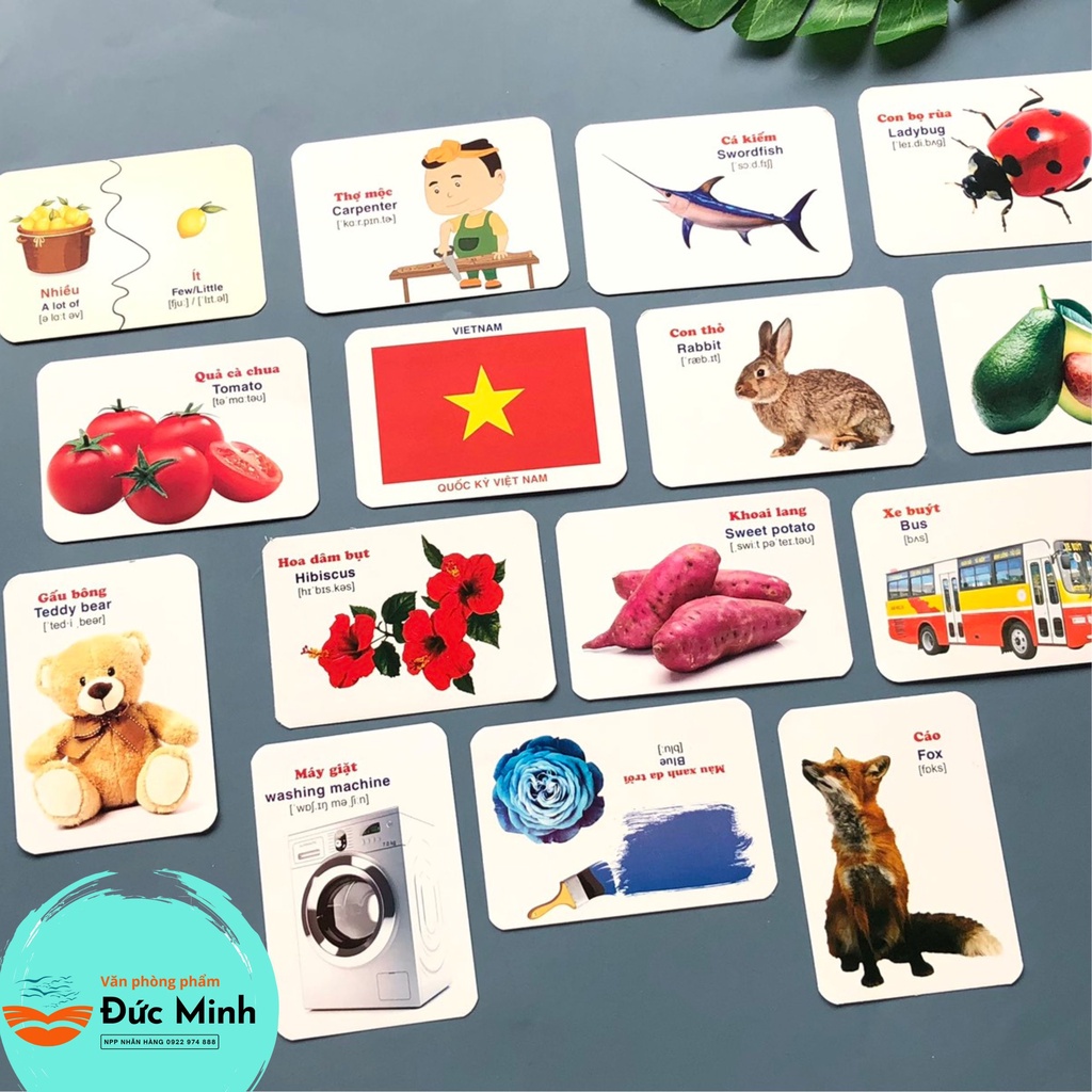 Bộ tranh thẻ học thông minh 16 chủ đề song ngữ, đồ chơi thông minh- vpp Diệp Lạc (sỉ/lẻ)