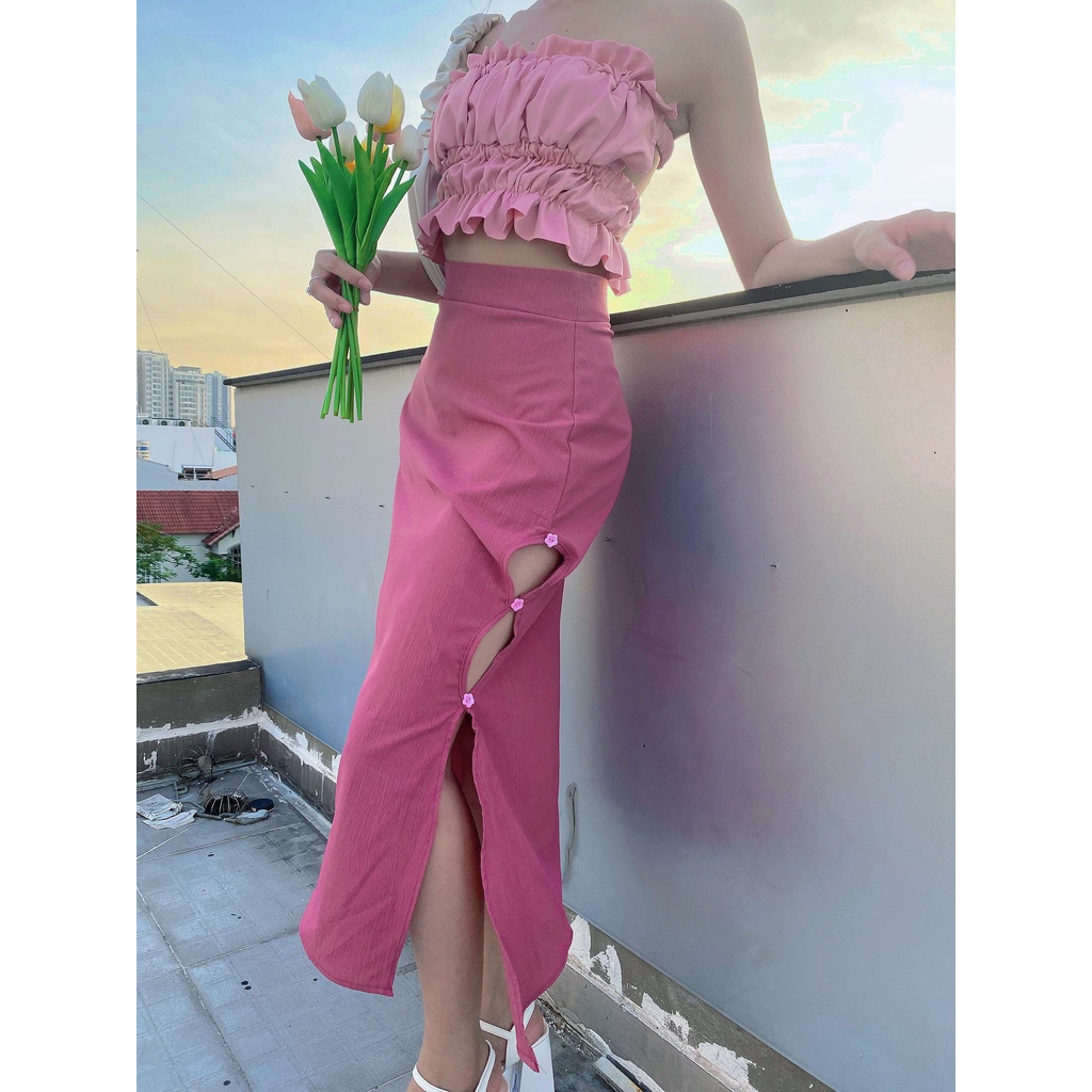 SẴN PINKY SET set váy hồng kèm HÌNH THẬT SHOP TỰ CHỤP