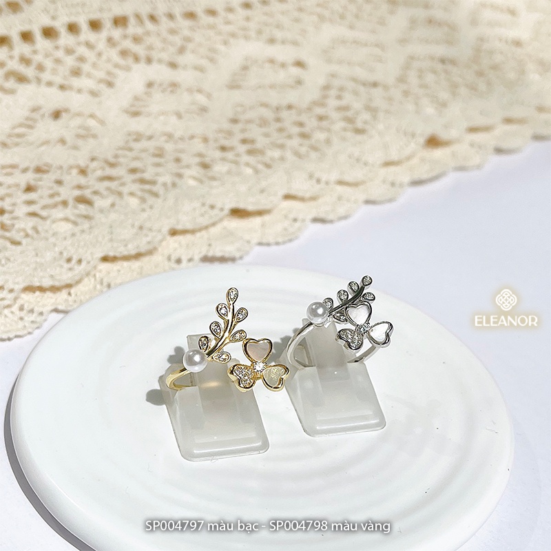 Nhẫn nữ hở bạc 925 Eleanor Accessories hình hóa đính đá ngọc trai nhân tạo phụ kiện trang sức 4797