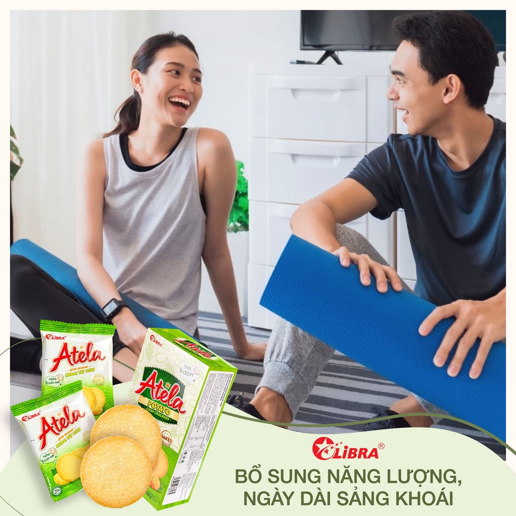 Bánh cracker khoai tây LIBRA đồ ăn vặt dinh dưỡng snack potato mặn giòn bánh Atela lễ tết hộp 150gr