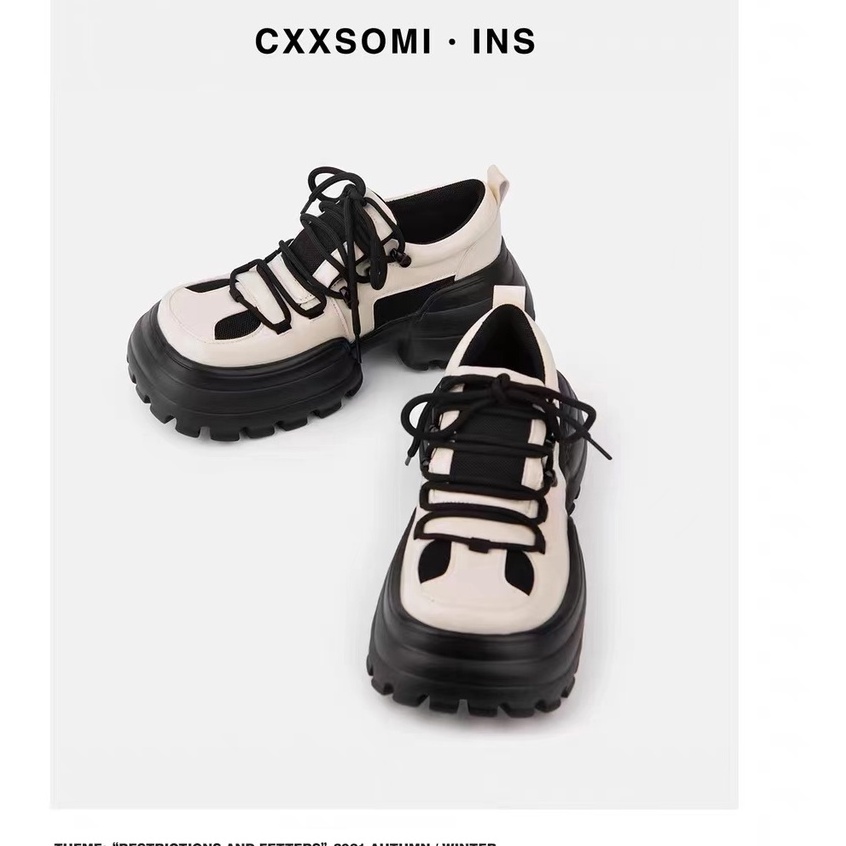 Giày Da Mũi Tròn Đế Dày Buộc Dây Kiểu Anh Thời Trang Cho Nữ