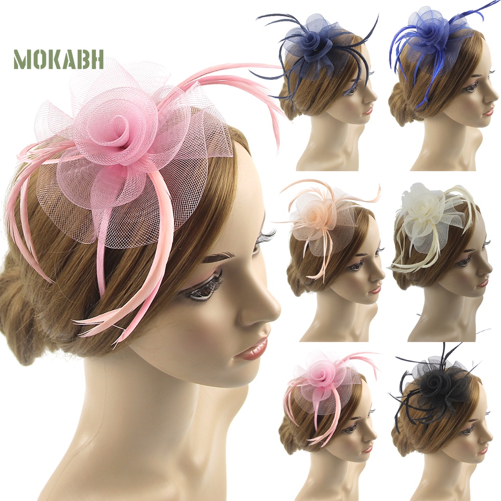 Mũ Lưới Đính Hoa Và Lông Vũ Thanh Lịch Cổ Điển Cho Cô Dâu