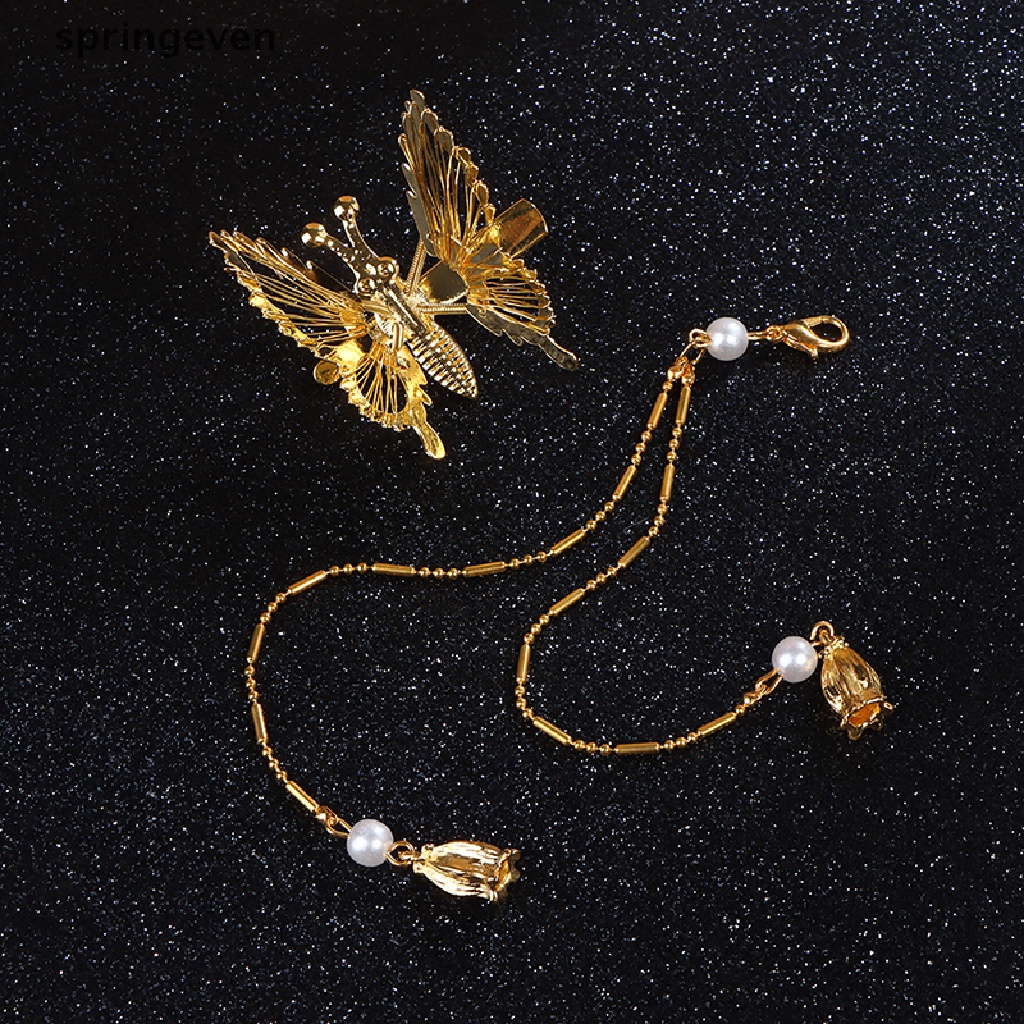 Kẹp Tóc Hình Bướm Phối Tua Rua Phong Cách Cổ Điển