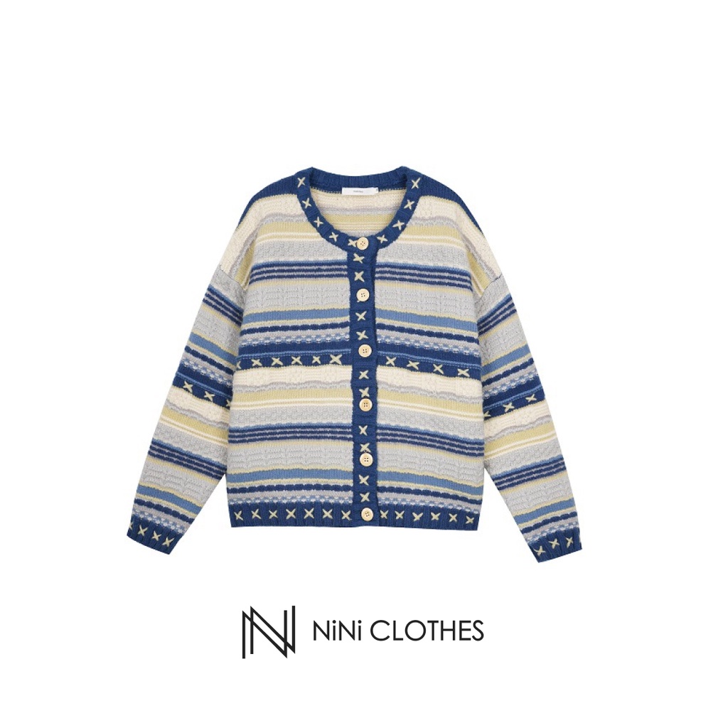 Áo khoác cardigan len nữ from rộng hoạ tiết Boho dễ thương chất len dày mềm mịn không chảy kiểu dáng Hàn Quốc Freesize | BigBuy360 - bigbuy360.vn