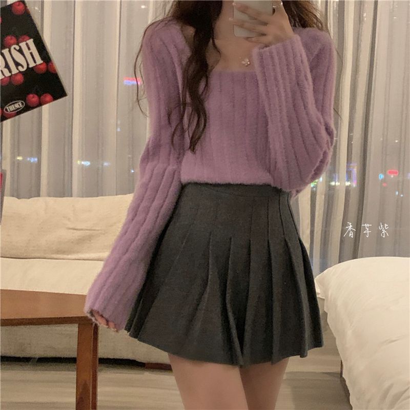 Áo Sweater Dệt Kim Phối Lông Ngắn Phong Cách Pháp Cổ Điển Thời Trang Xuân Thu Hàng Mới