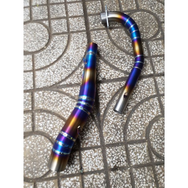 Cổ pô 2 khúc titan gắn EXCITER WINER SONIC RAIDER SATRIA GSX.