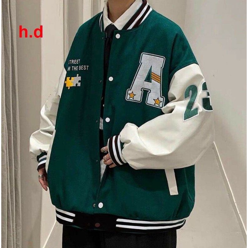 Áo Khoác Bomber A SAO Mảnh Ghép 3 màuJacket Unisex Chất nỉ cottonÁo Bóng Chày Phong cách Thể thao