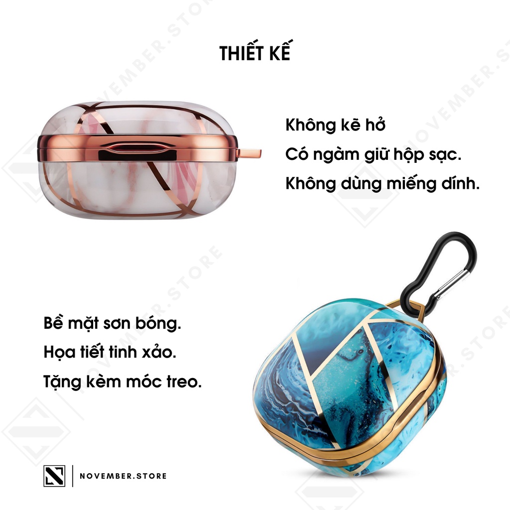 Ốp case cho Galaxy Buds2 Pro / Buds 2 / Buds FE / Buds Pro / Buds Live họa tiết đá cao cấp - Tặng kèm móc khóa