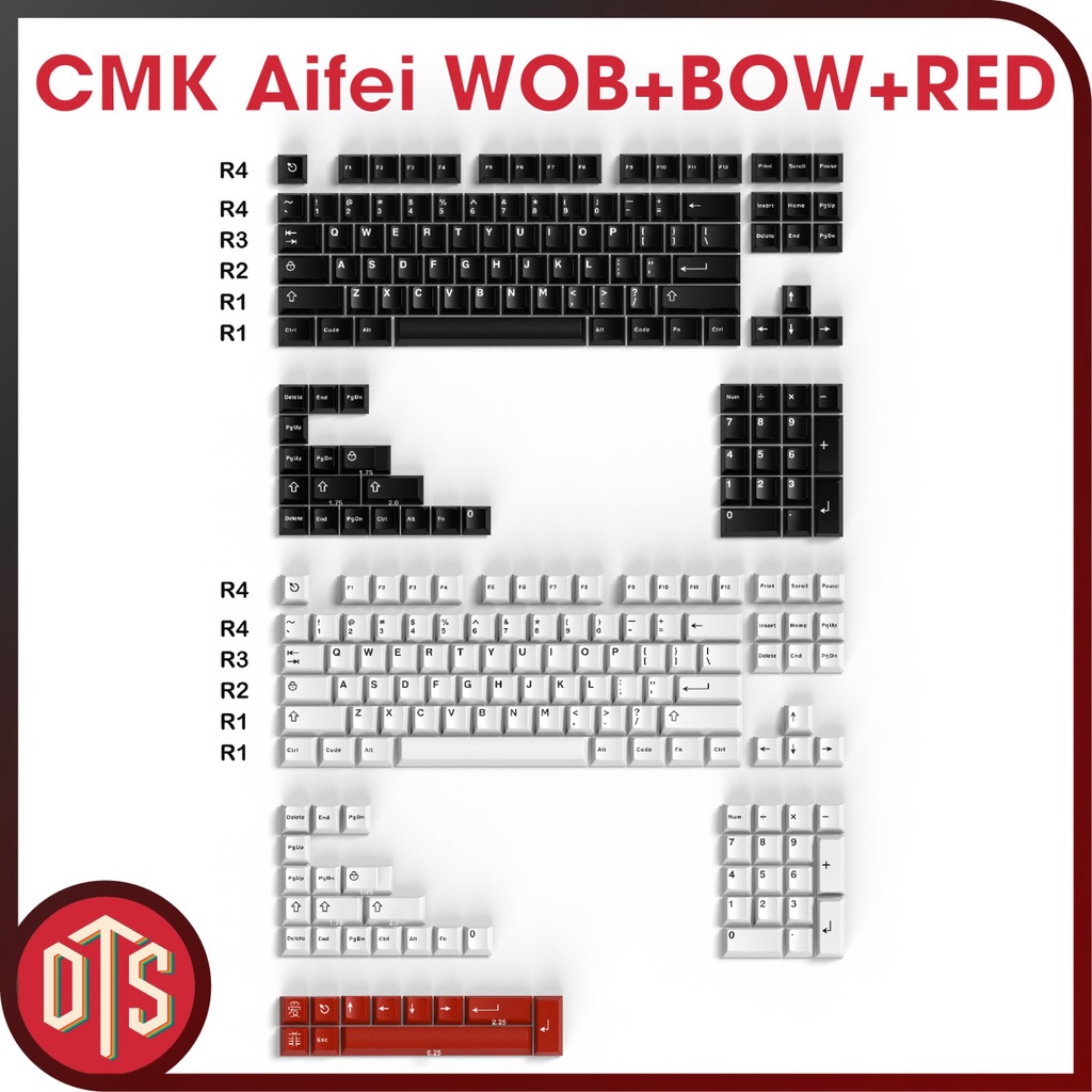 Keycap CMK aifei WOB BOW cao cấp Doubleshot sắc nét | ABS | WOB | Cherry | Nút nhựa dùng cho bàn phím cơ