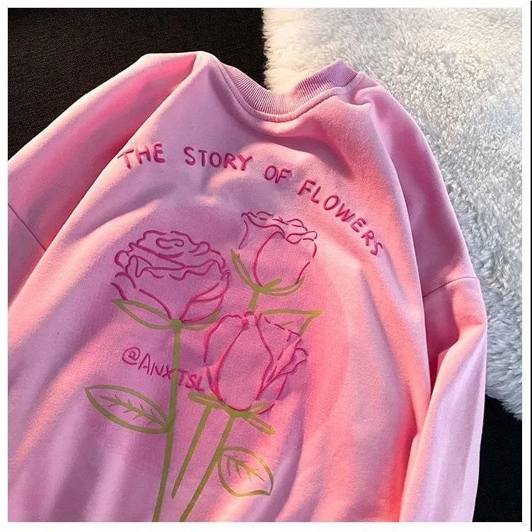 HIIXIIVI Áo Sweater Tay Dài Cổ Tròn Oversize In Họa Tiết Thời Trang Hàn Quốc Cho Nam Nữ