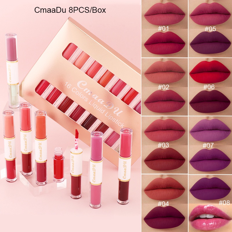 Son Môi 2 Trong 1 Chống Nước Gồm 16 Màu Tùy Chọn