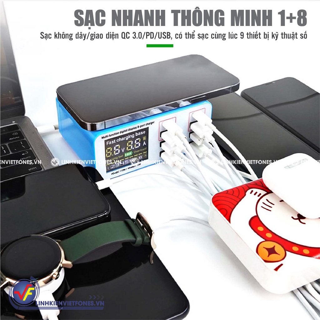 Bộ sạc không dây, sạc nhanh, sạc USB nhiều cổng Relife, sạc thông minh đa năng