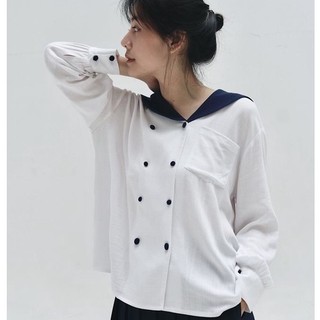 Chicka Chicka - Áo kiểu nữ cổ thủy thủ màu trắng