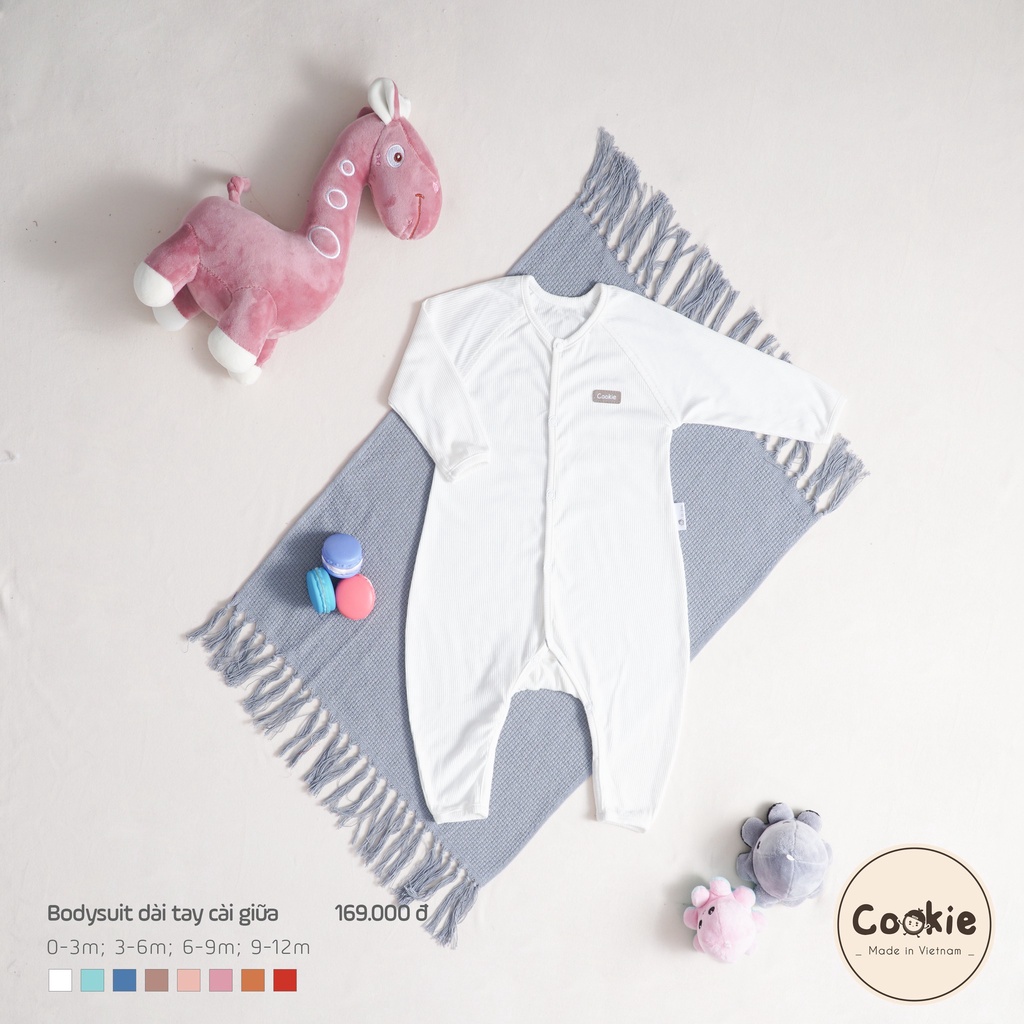 Bộ quần áo bodysuit dài tay cài giữa Cookie cho bé (0-12 tháng)