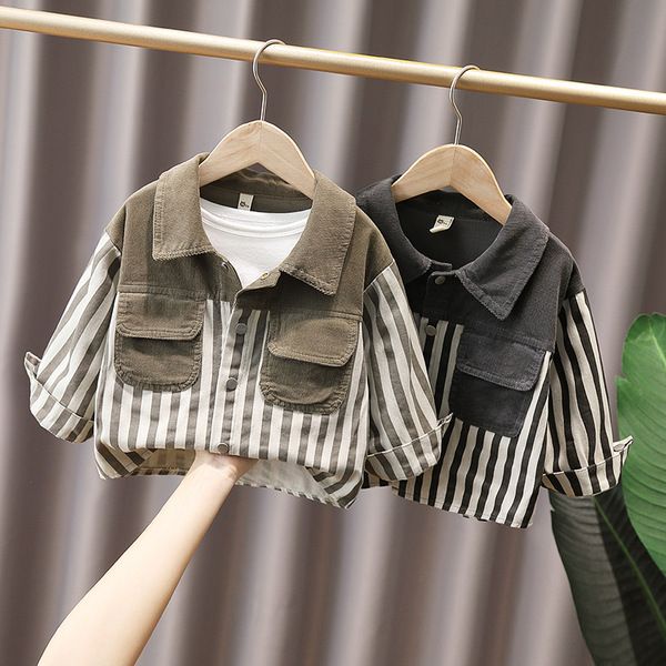 Áo Khoác Kẻ Sọc Phong Cách Hàn Quốc Cho Bé Trai