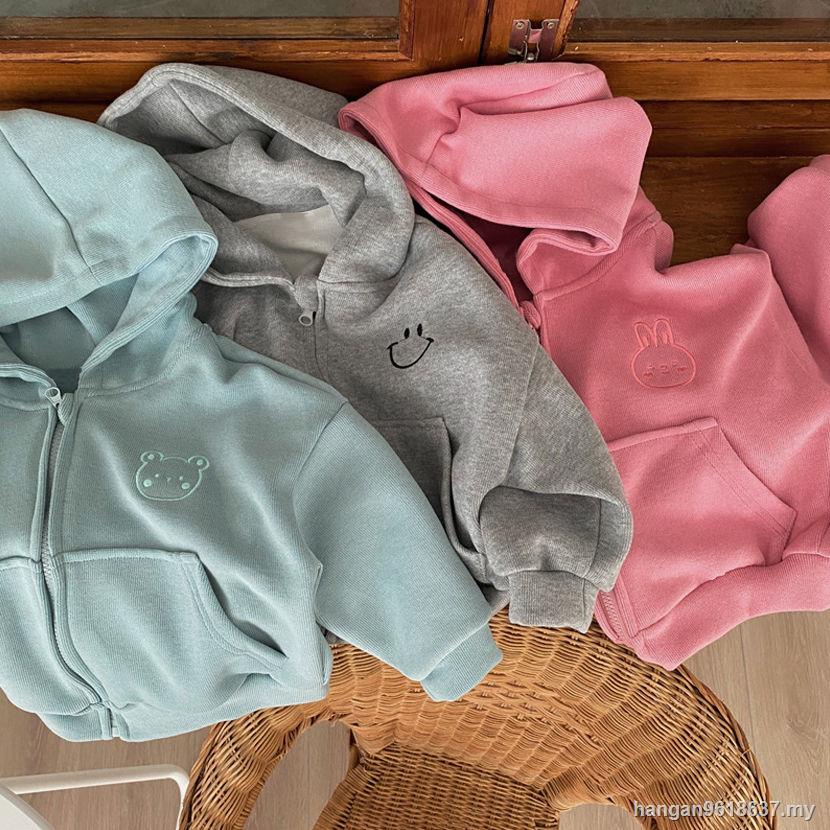 Áo Khoác hoodie Có Khóa Kéo Màu Sắc Thời Trang Thu Đông Phong Cách Hàn Quốc Cho Bé Gái 12 Tuổi