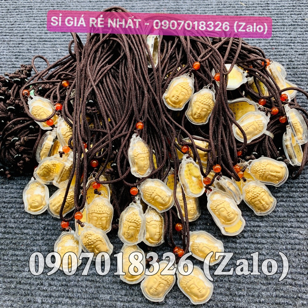 Dây dù đeo cổ đeo mặt dây Phật mạ vàng 3D phong thủy bình an
