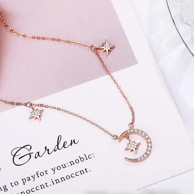 Vòng cổ Mặt Trăng Và Ngôi Sao Đơn Giản Thời Trang Cho Nữ