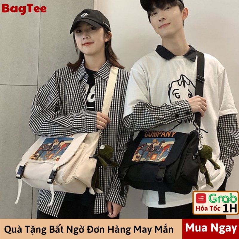 Túi đeo vai đeo chéo nam nữ vải unisex canvas, Túi tote ulzzang cho học sinh dùng đi học cao cấp nhiều ngăn Company