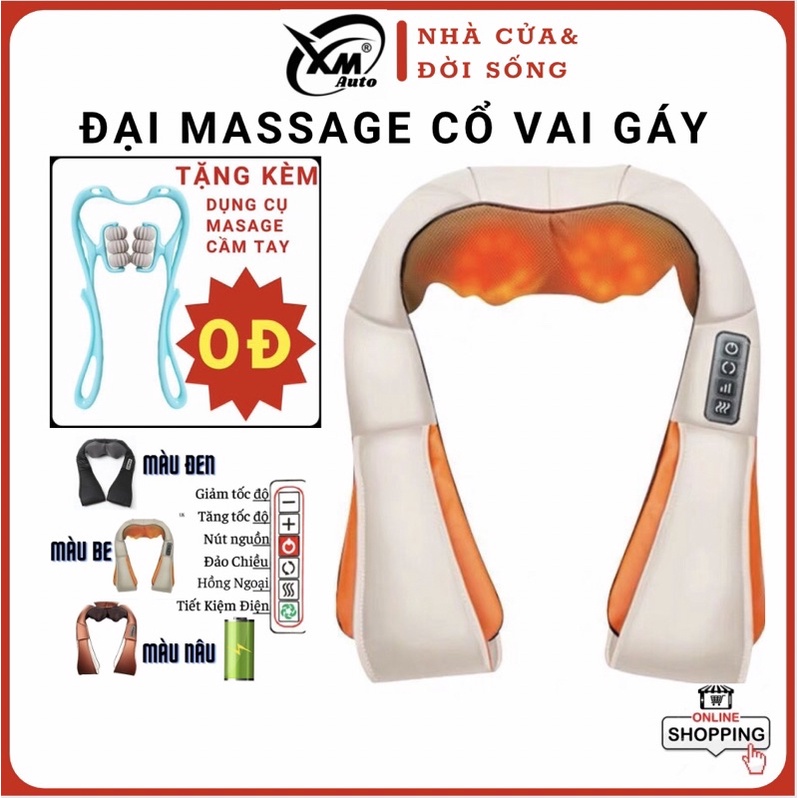 Máy Massage Cổ Vai Gáy Hồng Ngoại NIKITO, Đai massage đa năng, massage vai gáy, bụng, Cổ, lưng eo, chân tay - XMAUTO