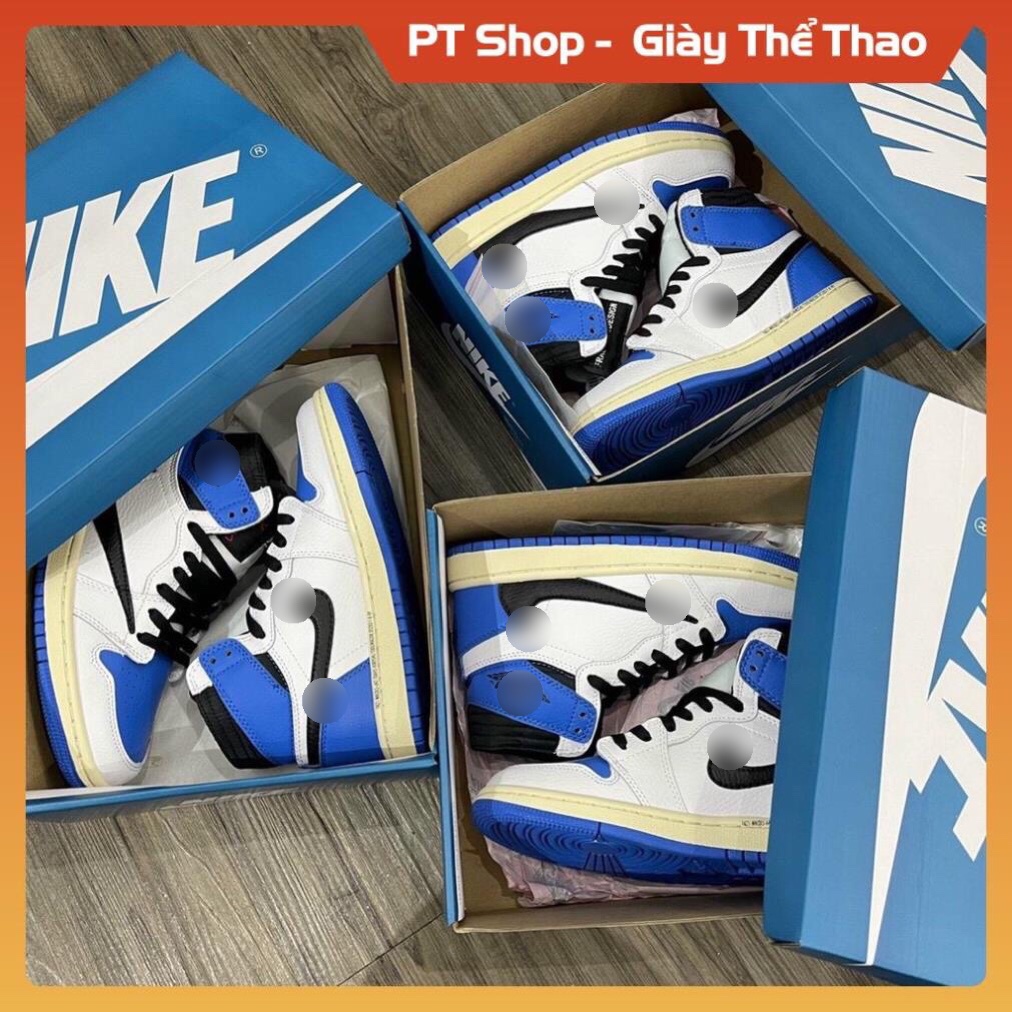 [FreeShip+ Hàng Loại A] Giày Jor.dan xanh trắng cao cổ, Giầy Sneaker thể thao nam nữ JD1 travit xanh trắng móc đen