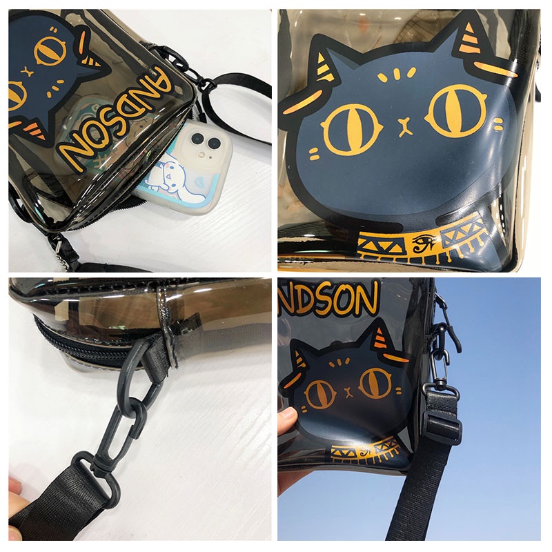 Túi Đeo Chéo Trong Suốt Hình Mèo Đáng Yêu Cho Nữ