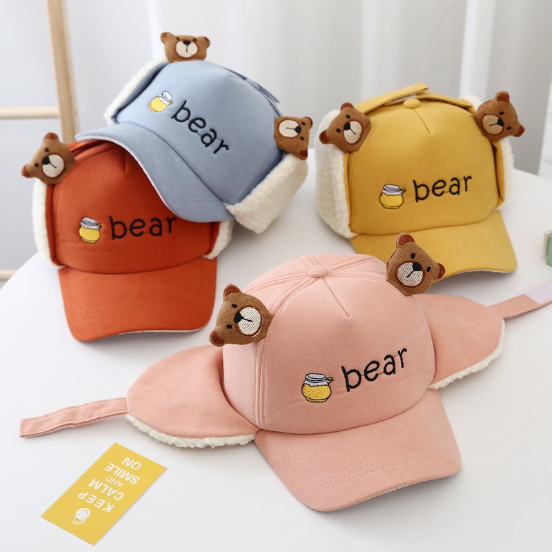 Mũ Lưỡi Trai Hình Gấu Hoạt Hình Xinh Xắn Cho Bé 3-8 Tuổi A187