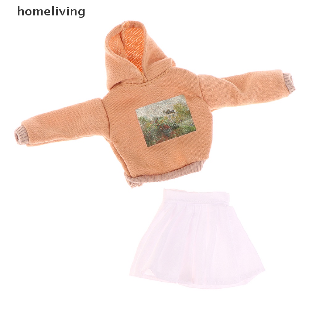 Set Áo Hoodie Và Chân Váy Ngắn Cho Búp Bê 30cm Tỉ Lệ 1 / 6