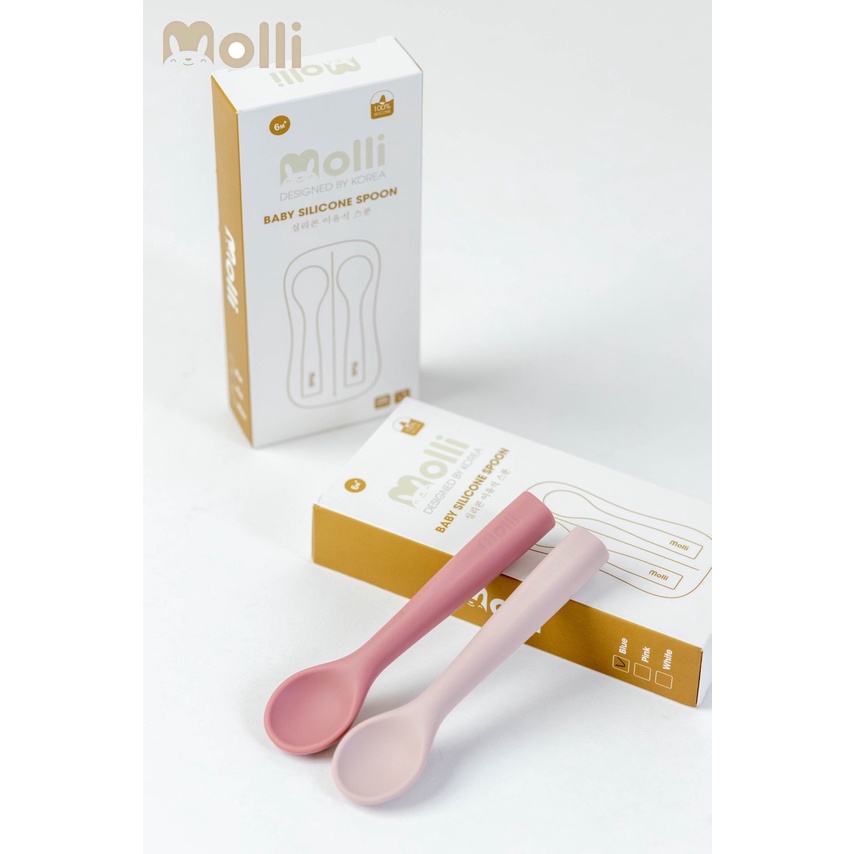 Có tách lẻ - Set 2 thìa ăn dặm 100% Silicone cao cấp chịu nhiệt tốt, không BPA, an toàn cho bé - Molli Việt Nam