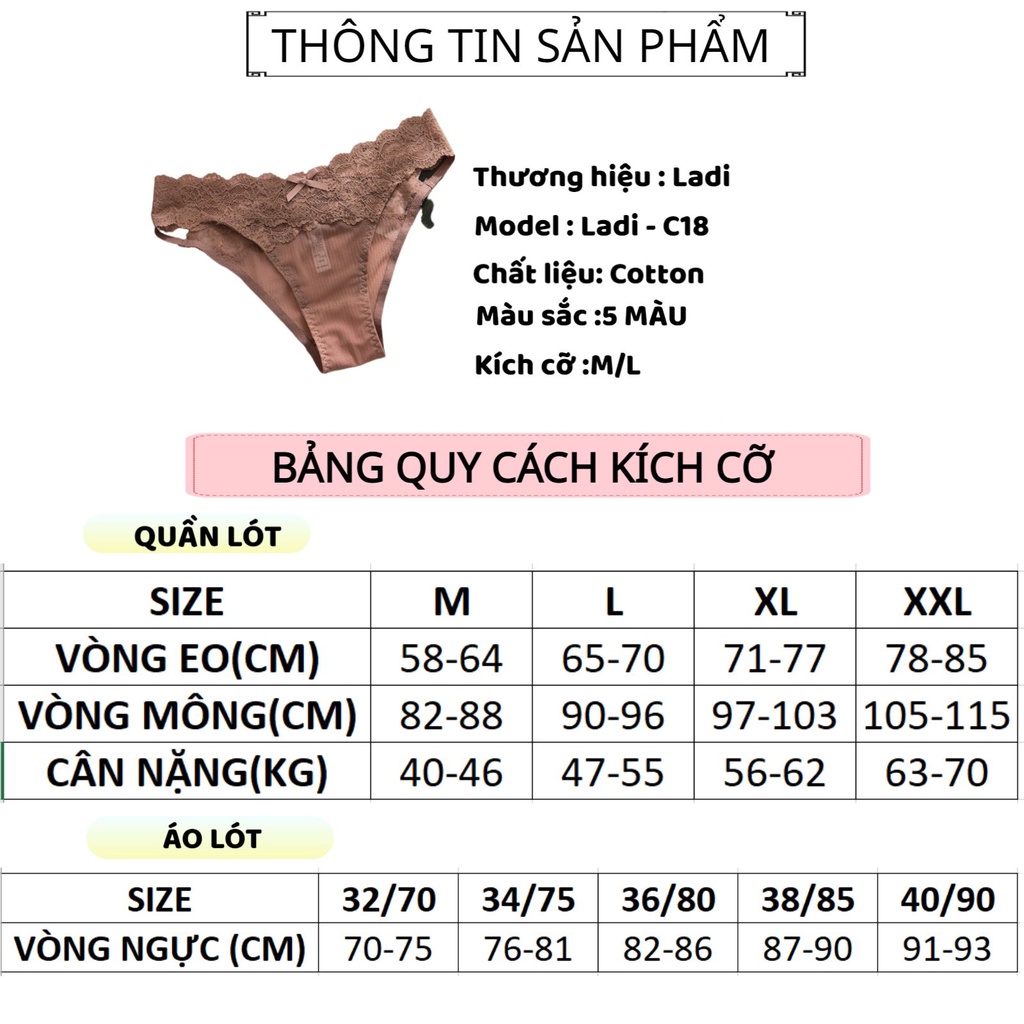 Quần Lót Ren Lọt Khe Cao Cấp Thông Hơi Mềm Mại Thoáng Mát Ladi-C18