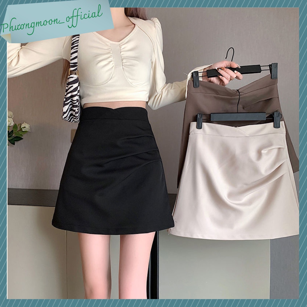 Chân váy chữ a HOTHIT, vải tuyết mưa, nhún eo tiểu thư sang chảnh