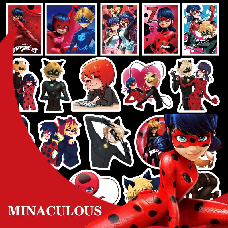 Bộ 50 Miếng Dán anime ladybug