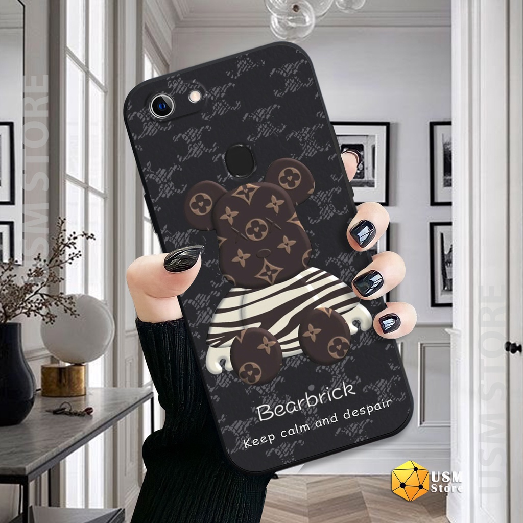 Ốp lưng OPPO A79  F5  F5 Youth  A73  A75, viền vuông bảo vệ camera, chất TPU siêu mềm mịn in hình gấu Bearbrick