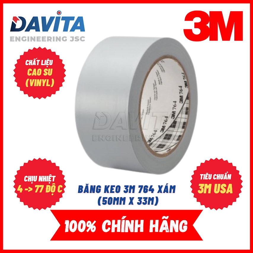 Băng keo dán nền 3M 764 50mm x 33m (xám)