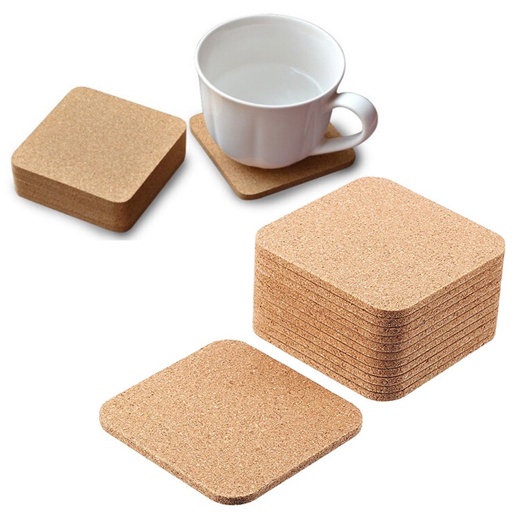 Miếng Lót Cốc Hình Vuông Bằng Nút Bần Chống Trượt Tiện Dụng Cho Nhà Bếp / Văn Phòng