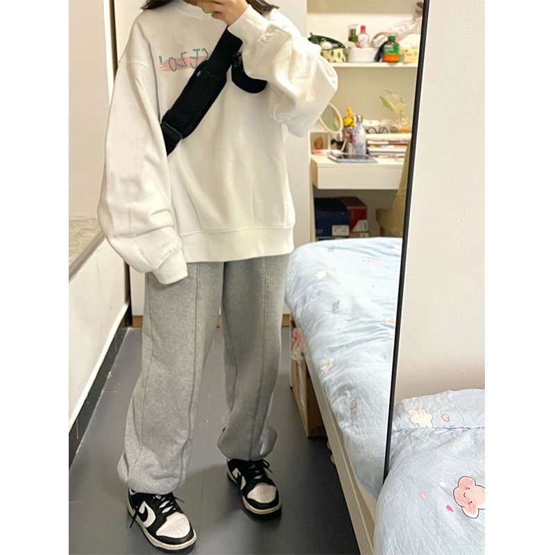 Áo sweater SELVZE tay dài dáng rộng phong cách Mỹ cổ điển thời trang cao cấp