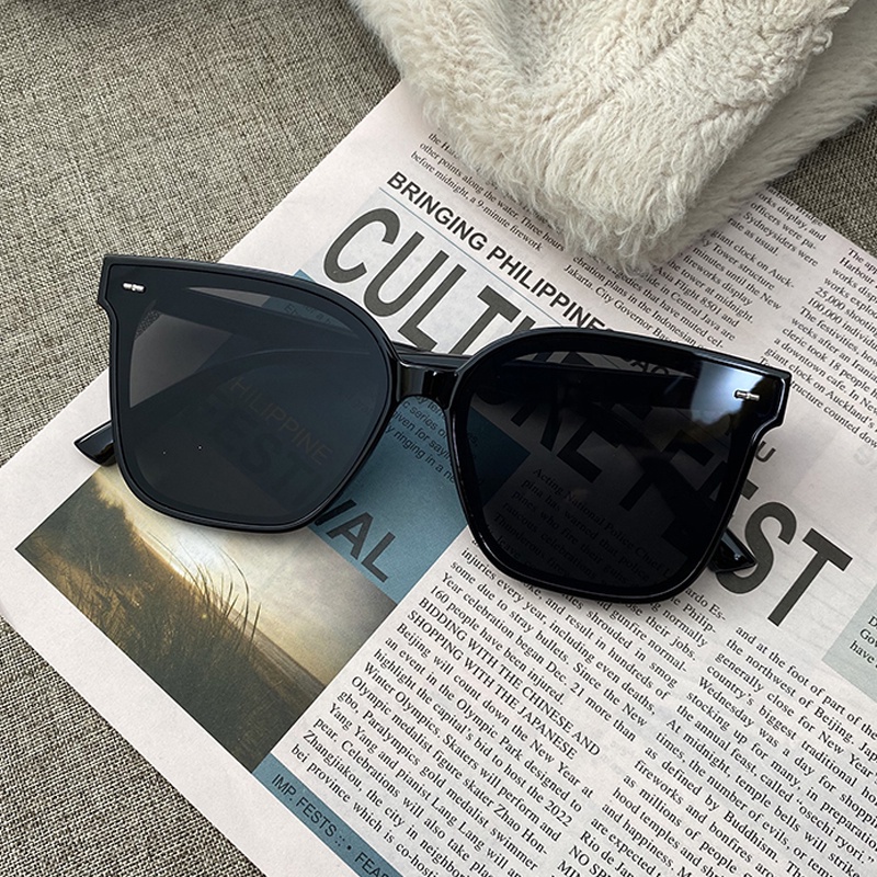 Kính Chống Nắng Chống Tia UV Gọng Vuông Lớn Màu Vàng Cổ Điển Phong Cách Hàn Quốc Thời Trang Cho Nam Và Nữ