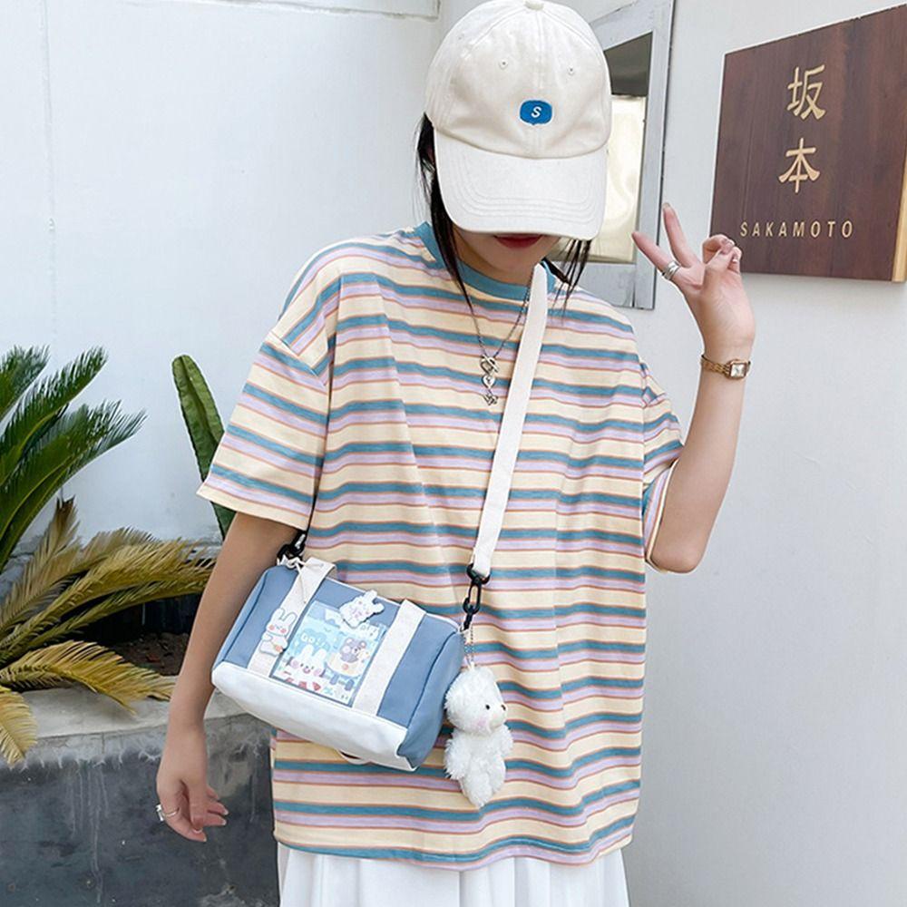 Túi Đeo Vai Vải Canvas Họa Tiết Hoạt Hình Dễ Thương