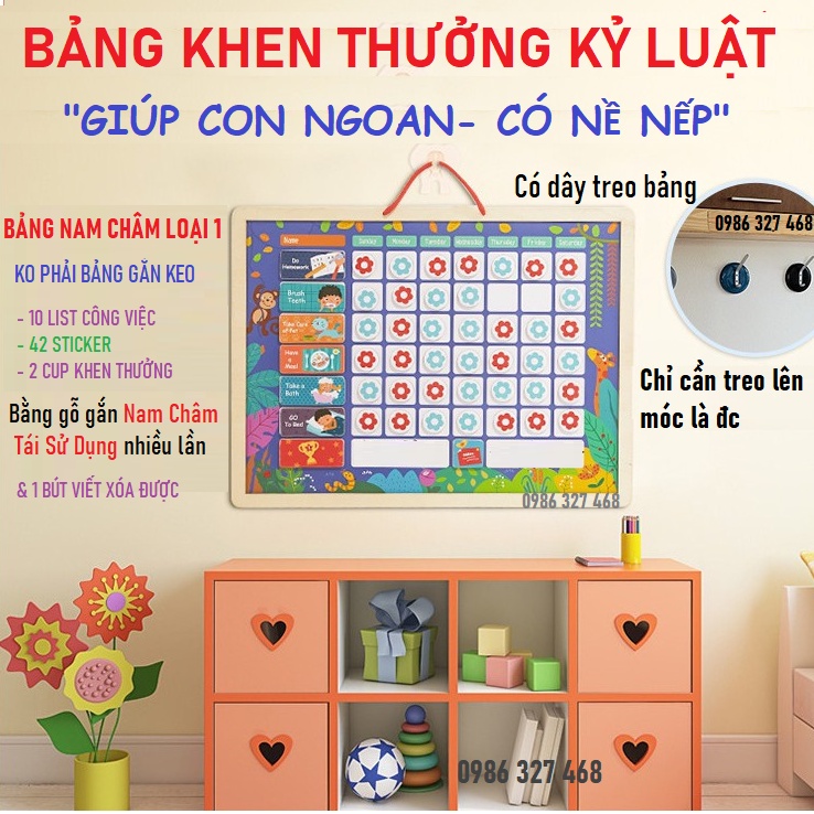 Đồ Chơi Bảng Khen Thưởng Thành Tích Bằng Gỗ- Rèn Tính Kỷ Luật Thói Quen Tốt Cho Bé