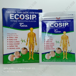 Cao dán thảo dược giảm đau ECOSIP Plaster hộp 20 gói x 5 miếng